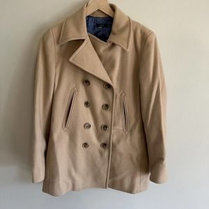 J Crew Wool Camel double breasted peacoat size small thinsulate lining